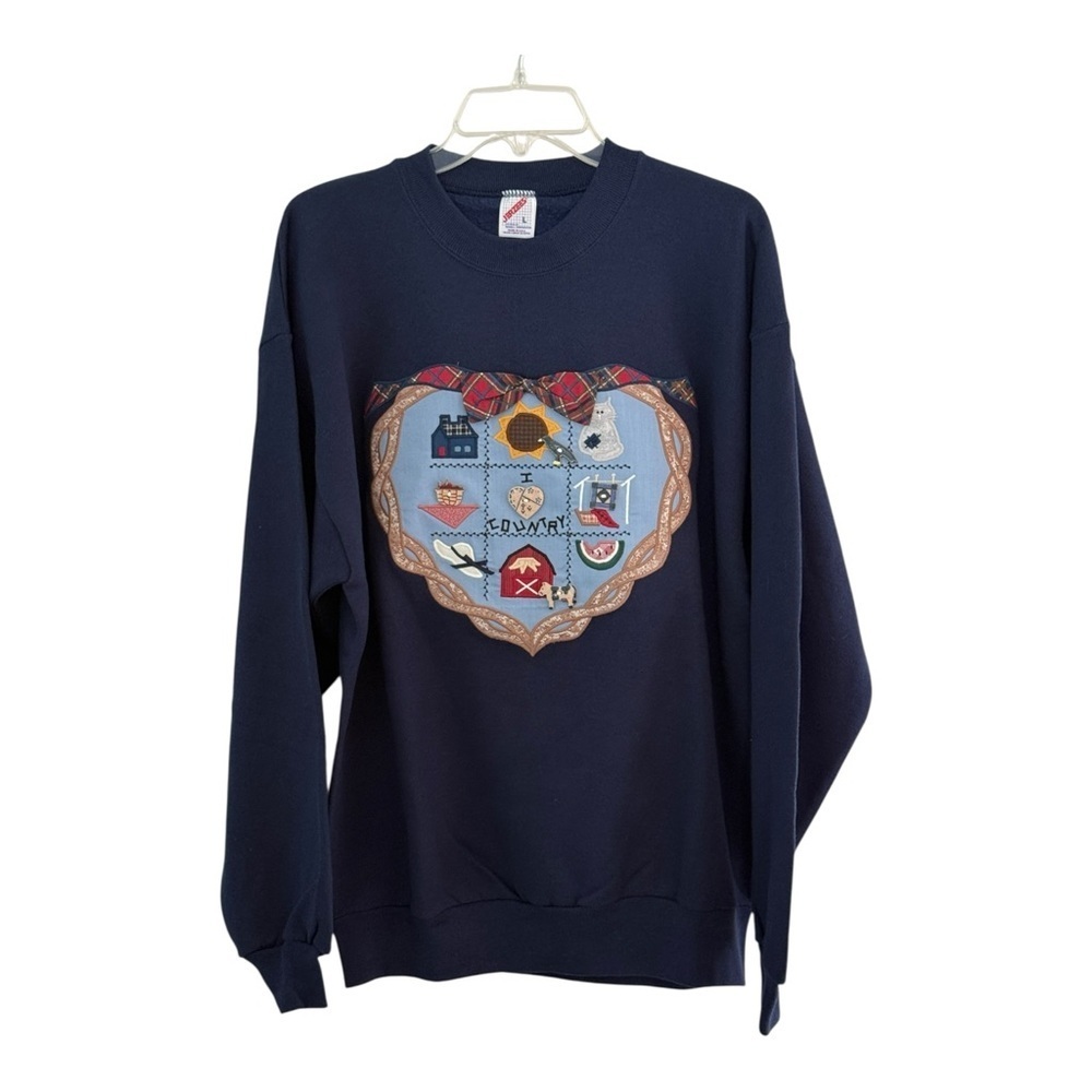 VTG COTTAGE Core 90’s Jerzees BLUE SWEATSHIRT  SIZE L  EUC
